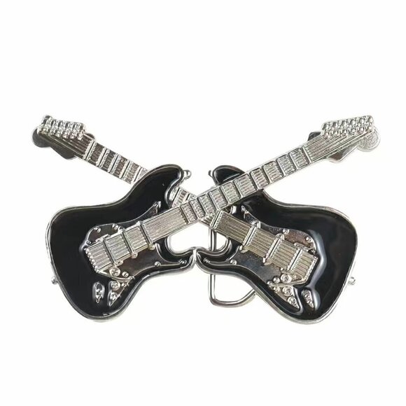 Double Guitar Rocker Belt Buckle - Picture 4 of 8